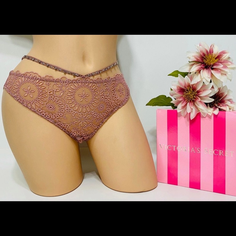 Victoria's Secret Brand NWT Gorgeous Pink Eyelet
Cheeky Lace Panty sz Medium